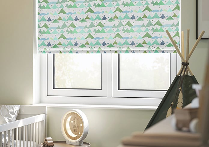 Cloudy Peaks, Mint - Motorised Roman Blind - Image 5